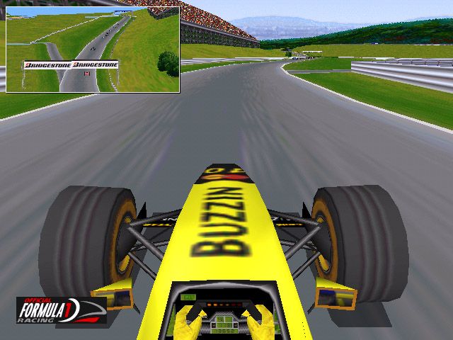Official Formula 1 Racing (Windows) screenshot: A jordan speeds away
