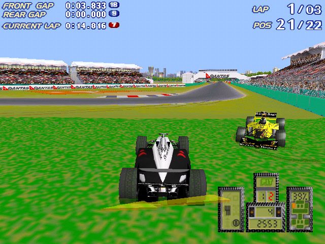 Official Formula 1 Racing (Windows) screenshot: Spun out of the track