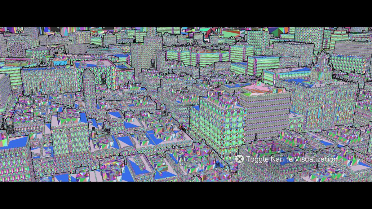 The Matrix Awakens (PlayStation 5) screenshot: Nanite visualisation