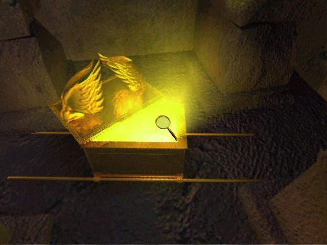 The Omega Stone: Riddle of the Sphinx II (Windows) screenshot: I opened the Ark of the Covenant .. and lived!