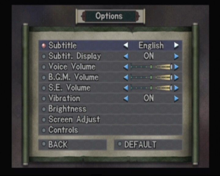 Genma Onimusha (Xbox) screenshot: Options