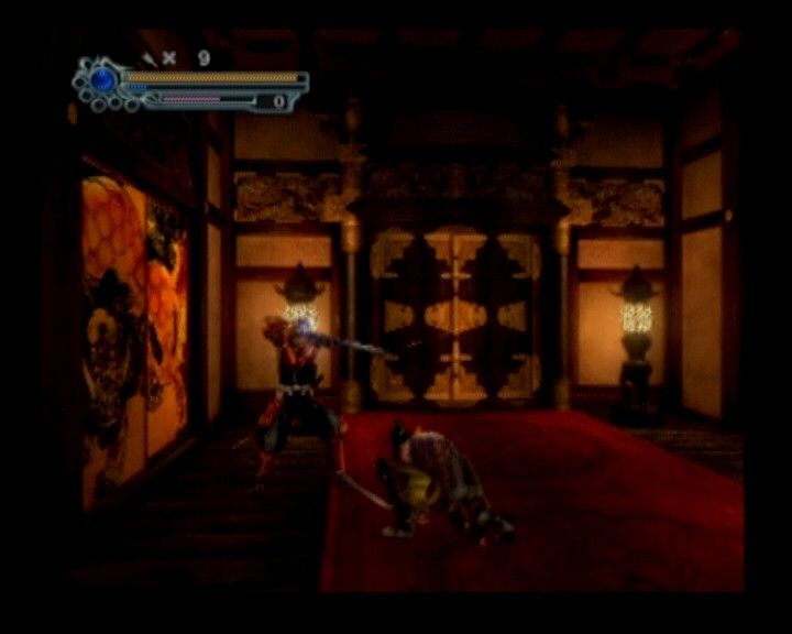 Onimusha 3: Demon Siege (PlayStation 2) screenshot: Time your attacks between enemy swings while you're in the guard mode