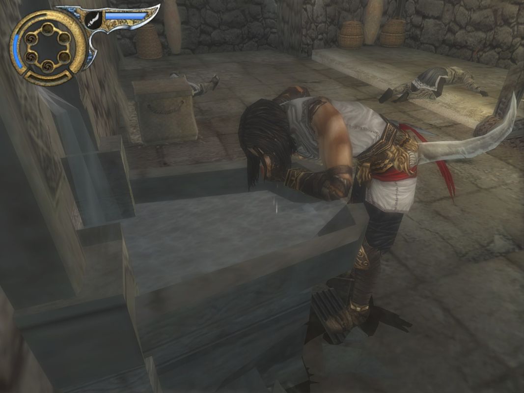 Prince of Persia: The Two Thrones (Windows) screenshot: You can save your progress by drinking water from the fountains.