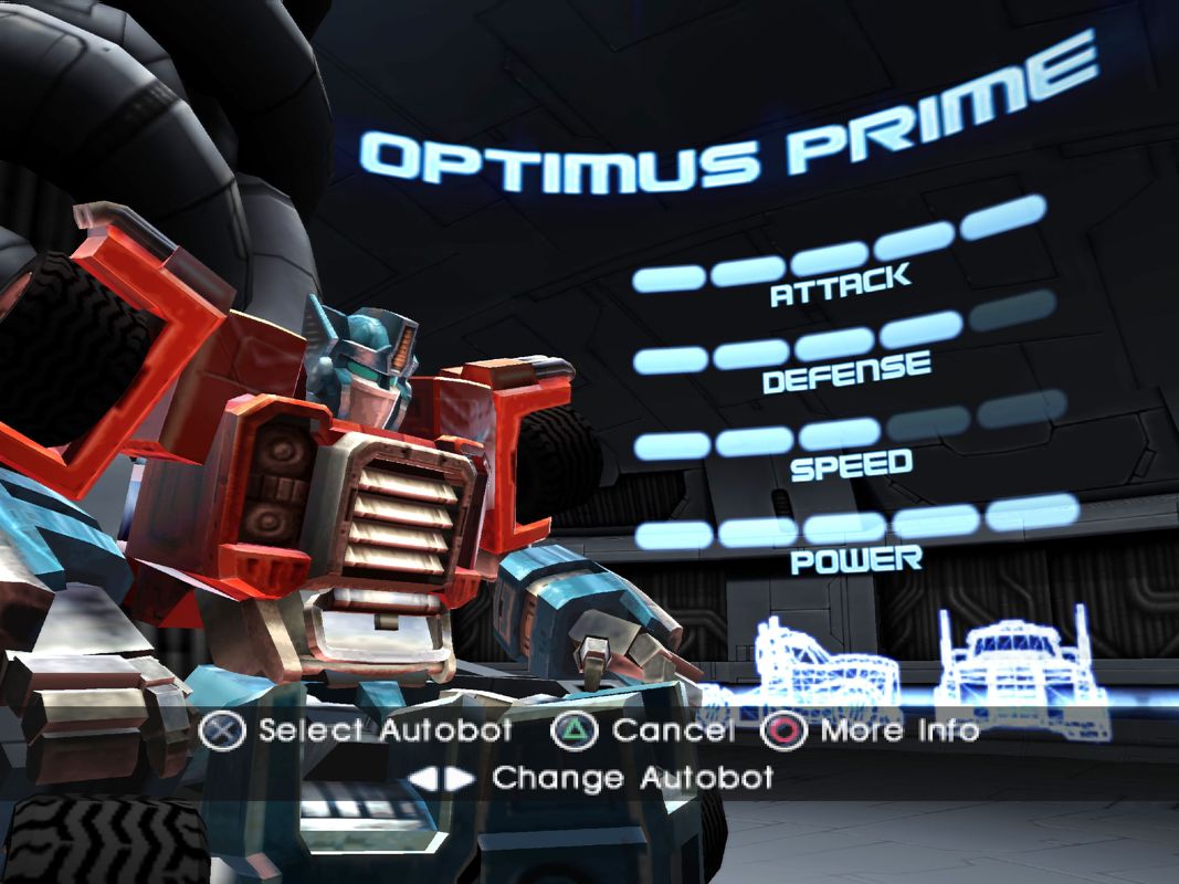 TransFormers (PlayStation 2) screenshot: Select your Autobot... Here's Optimus Prime...