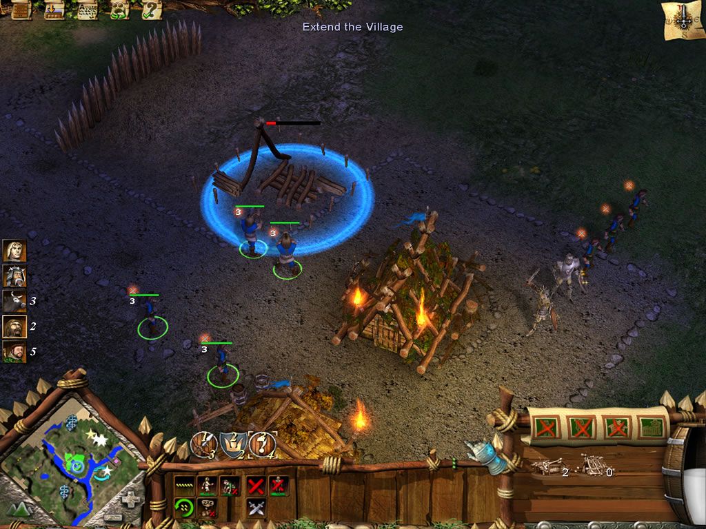 Once Upon a Knight (Windows) screenshot: Building a village in the RTS mode.