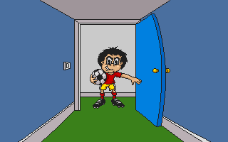 Soccer Kid (DOS) screenshot: Our Hero: Soccer Kid (from the intro sequence)