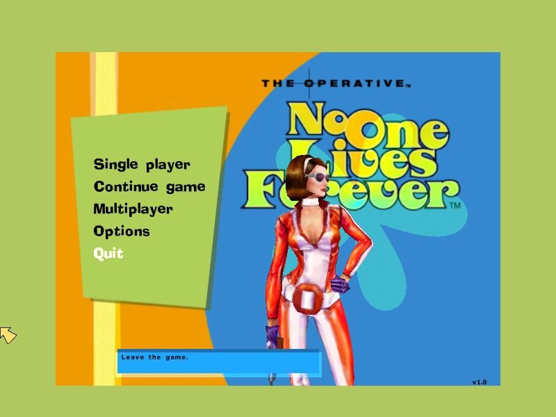 The Operative: No One Lives Forever (Windows) screenshot: Title screen and main menu