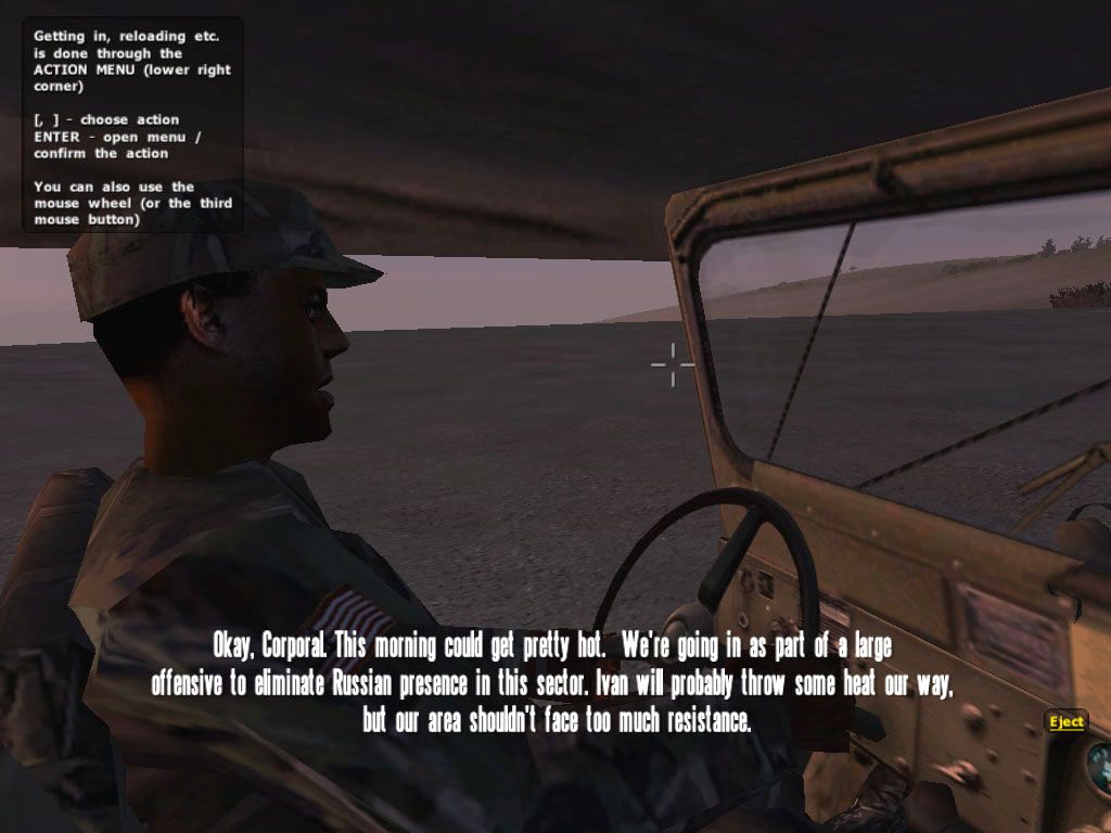 Operation Flashpoint: Cold War Crisis (Windows) screenshot: The sergeant tells you what you need to know.