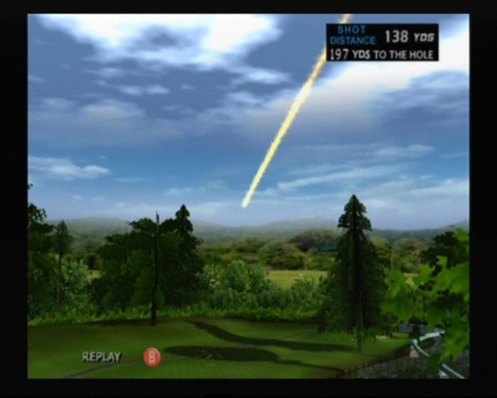 Outlaw Golf (GameCube) screenshot: Nope, this ain't no meteor, it's a mere golf ball entering the hemisphere