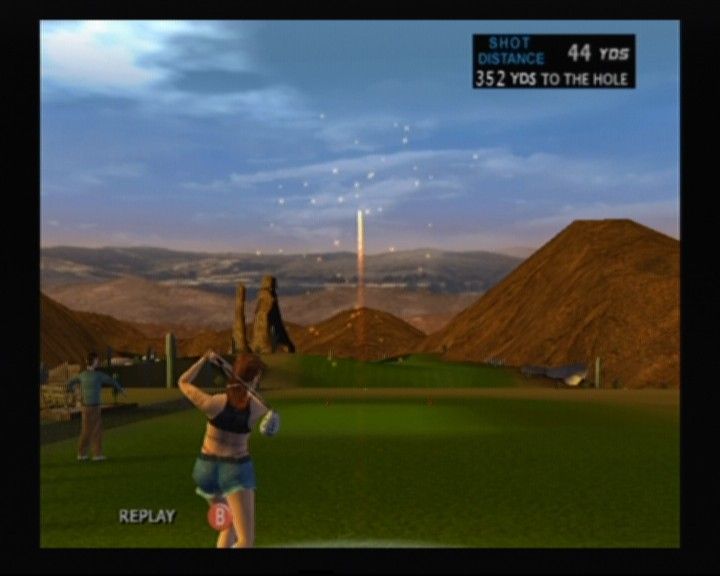 Outlaw Golf (GameCube) screenshot: And there goes an excellent strike, and the ball is launched screaming
