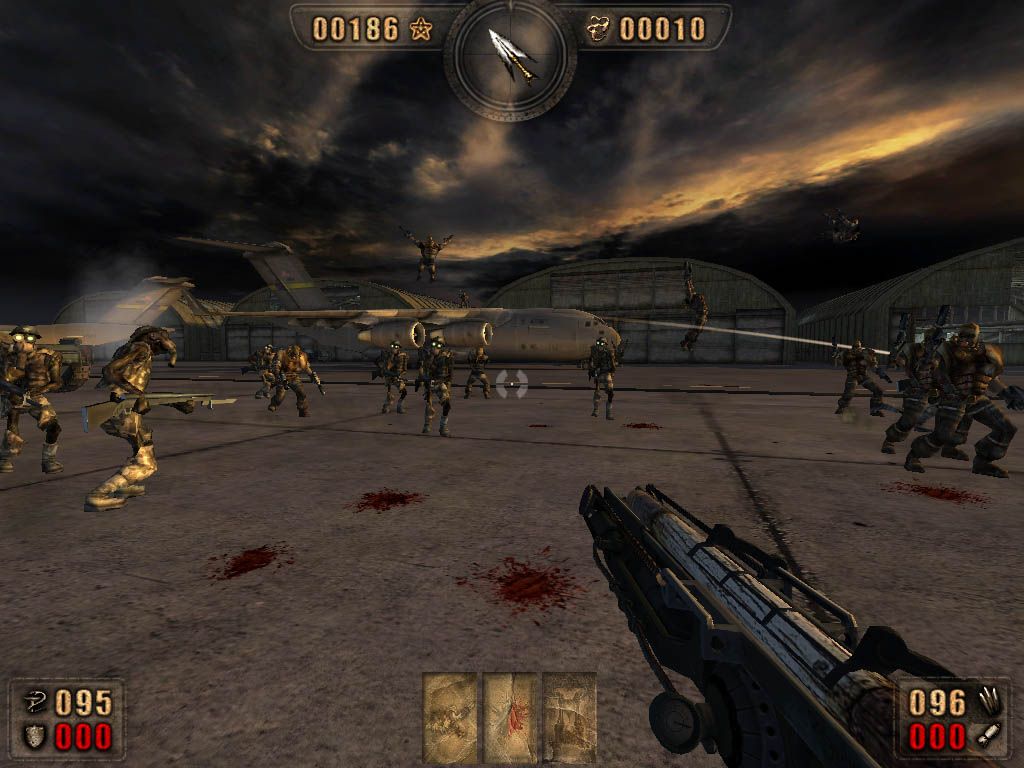 Painkiller (Windows) screenshot: Run, turn, shoot, repeat.