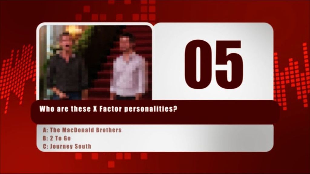 The X Factor: Interactive TV Game (DVD Player) screenshot: Round Three uses pixelated pictures