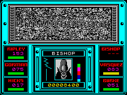 Aliens: The Computer Game (ZX Spectrum) screenshot: Lost a member of the team