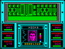 Aliens: The Computer Game (ZX Spectrum) screenshot: Inside the medical research room