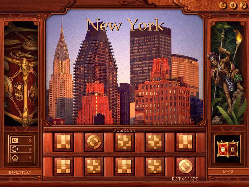 Microsoft Pandora's Box (Windows) screenshot: Puzzle Selection in New York