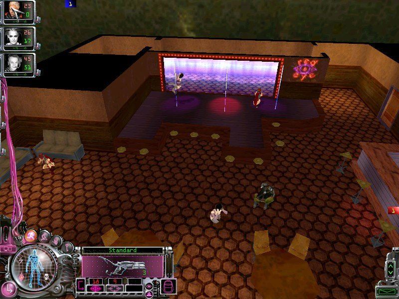 Paradise Cracked (Windows) screenshot: It wouldn't be cyberpunk without a strip club.