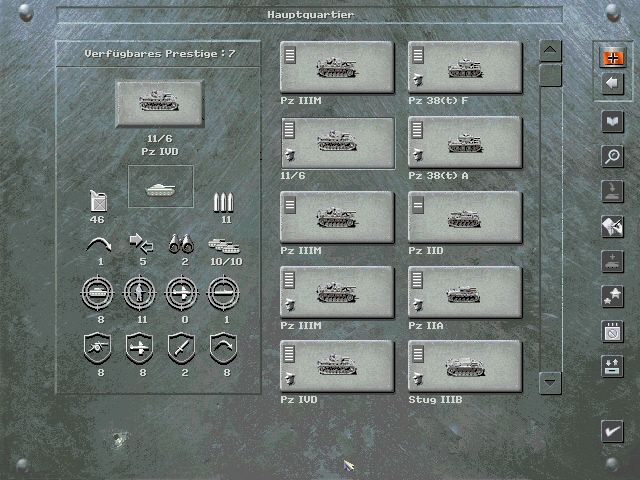 Panzer General II (Windows) screenshot: Upgrade / Purchase forces