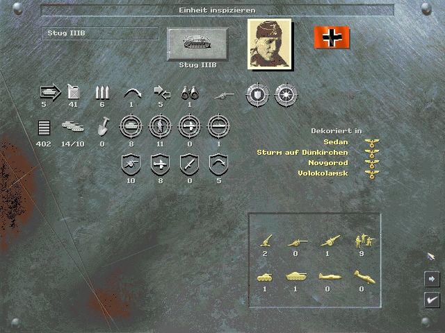 Panzer General II (Windows) screenshot: Unit review