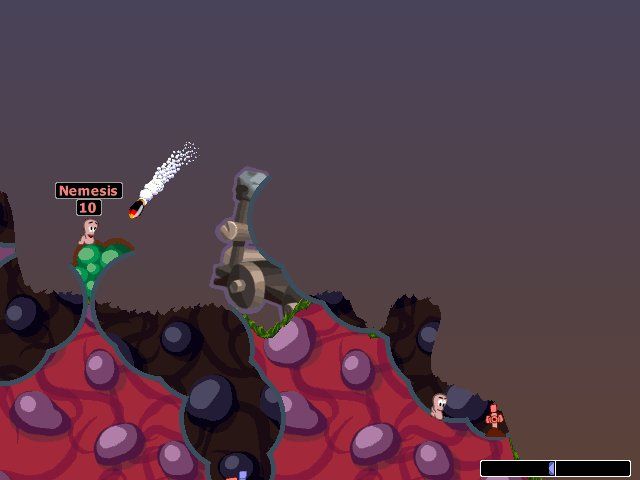 Worms 2 (Windows) screenshot: My poor little Nemesis...