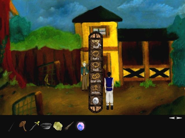 Passage: Path of Betrayal (Windows) screenshot: This screen shows the Menu Bar that appears when you click on a person or thing