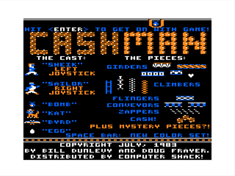 Cashman (TRS-80 CoCo) screenshot: Title Screen