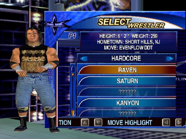 WCW Mayhem (Nintendo 64) screenshot: Selecting a wrestler