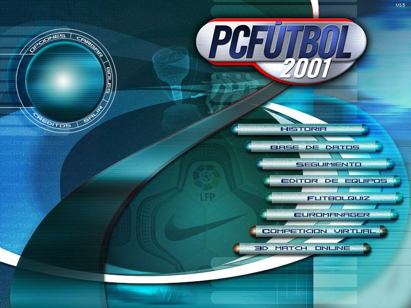 PC Fútbol 2001 (Windows) screenshot: Main menu