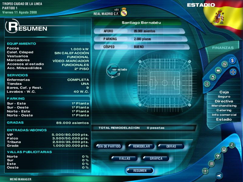PC Fútbol 2001 (Windows) screenshot: Stadium