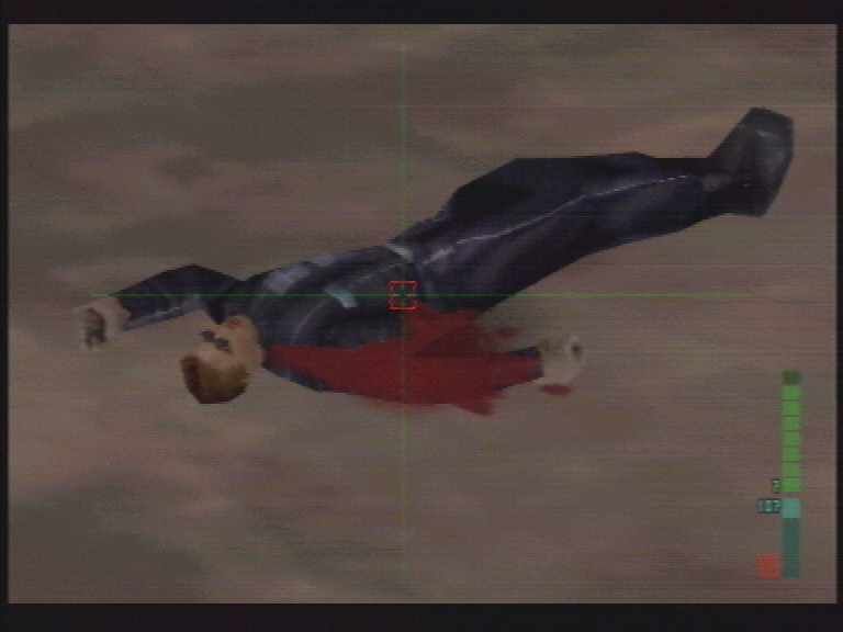 Perfect Dark (Nintendo 64) screenshot: A close up of the fresh corpse.