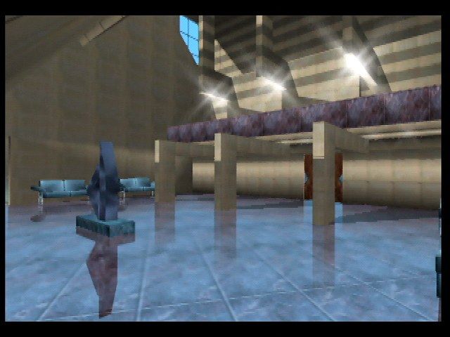 Perfect Dark (Nintendo 64) screenshot: The foyer of the Carrington Institute