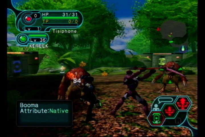 Phantasy Star Online: Episode I & II (GameCube) screenshot: Fighting off some rude looking monsters