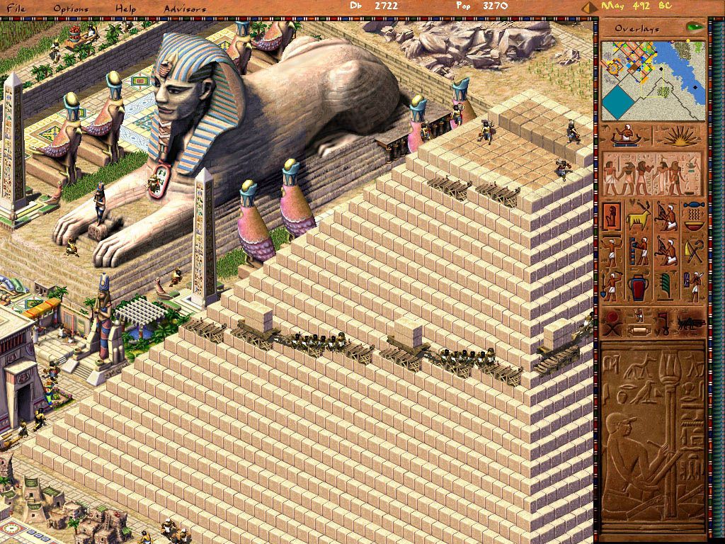 Pharaoh (Windows) screenshot: A mighty monument being built!