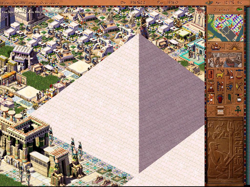 Pharaoh (Windows) screenshot: Behold the finished Pyramid!