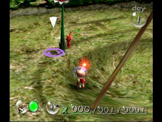 Pikmin (GameCube) screenshot: Pikmin can chop down flowers