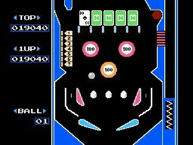 Pinball (NES) screenshot: Bottom part of the board