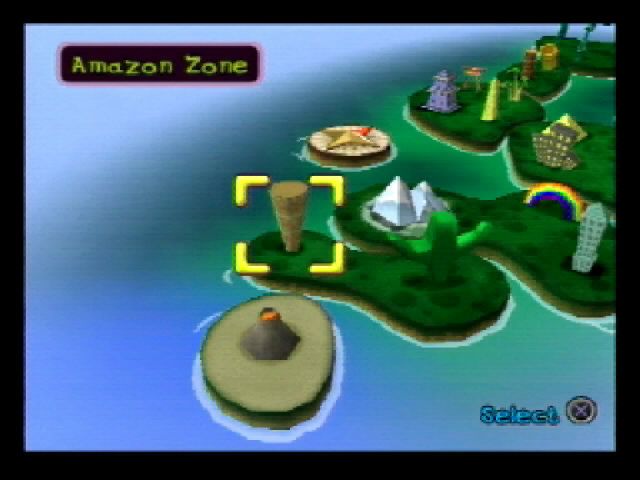 Pipe Dreams 3D (PlayStation) screenshot: Choose which part of the island to play next