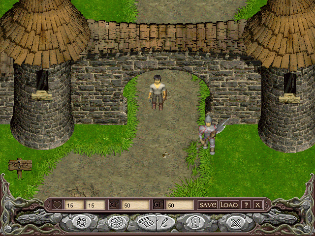 Pillars of Garendall (Windows) screenshot: At the entrance of some village
