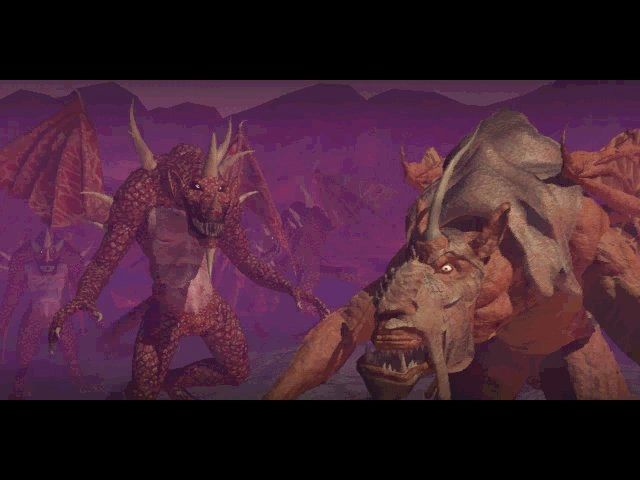 Planescape: Torment (Windows) screenshot: Monsters in the intro movie. There is a great war going on...