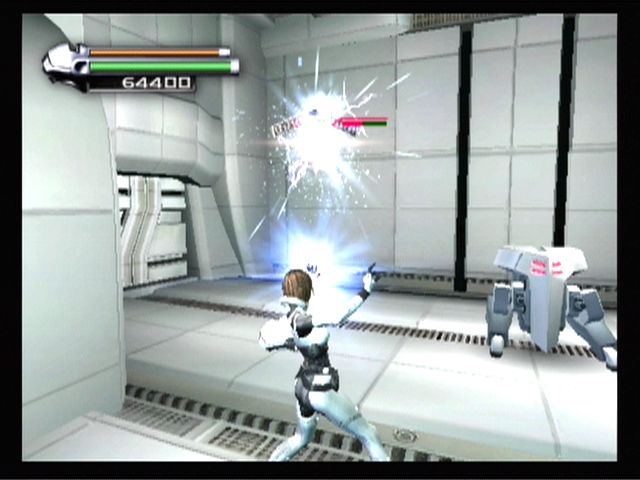 P.N.03 (GameCube) screenshot: Flying robot destroyed!