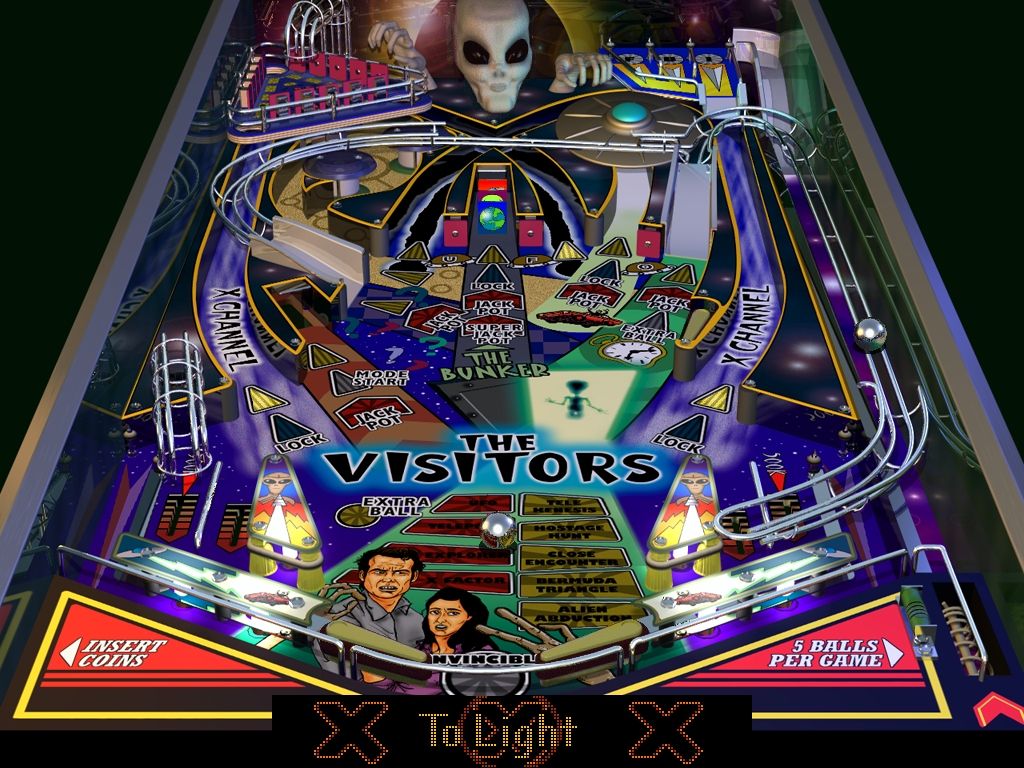 Platinum Pinball (Windows) screenshot: The Visitors: Another alien themed table