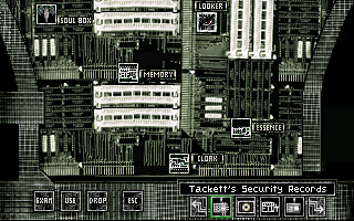 BloodNet (DOS) screenshot: This is the decking unit, equipped with high-tech electronics.