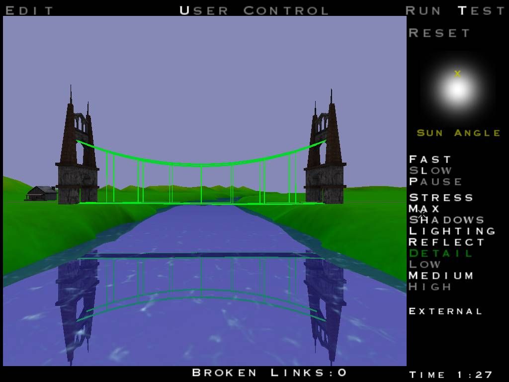 Pontifex 2 (Windows) screenshot: Bridge in Simulation/Stress-Mode