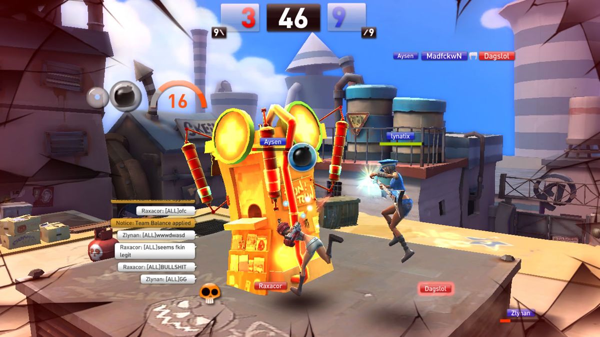 Brawl Busters (Windows) screenshot: Everyone is interested in this kiosk as hitting it provides great bonuses.