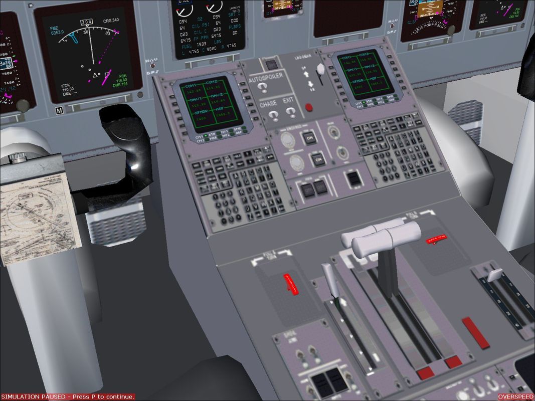Aircraft: Collector's Edition (Windows) screenshot: The Bombardier CRJ-900 central console in virtual cockpit mode