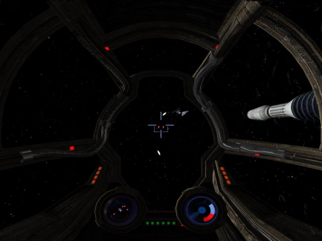 Star Wars: Knights of the Old Republic (Windows) screenshot: Defend the "Ebon Hawk" with their laser turrets against Sith fighters