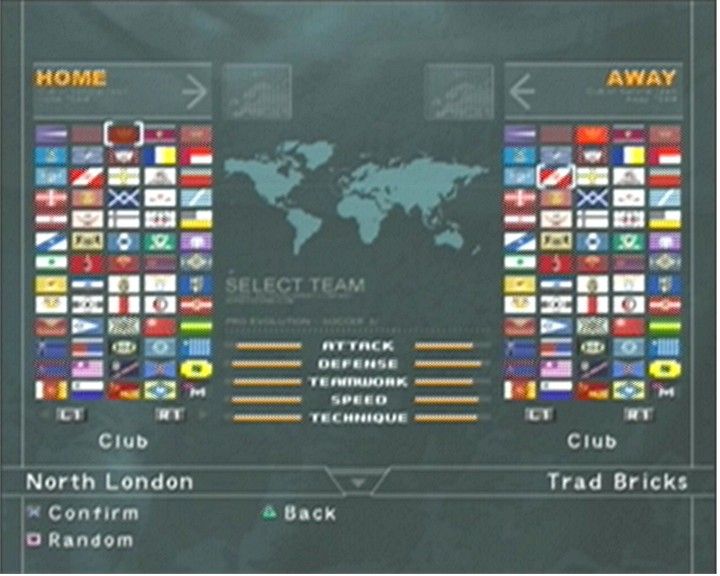 World Soccer: Winning Eleven 7 International (PlayStation 2) screenshot: Team Select