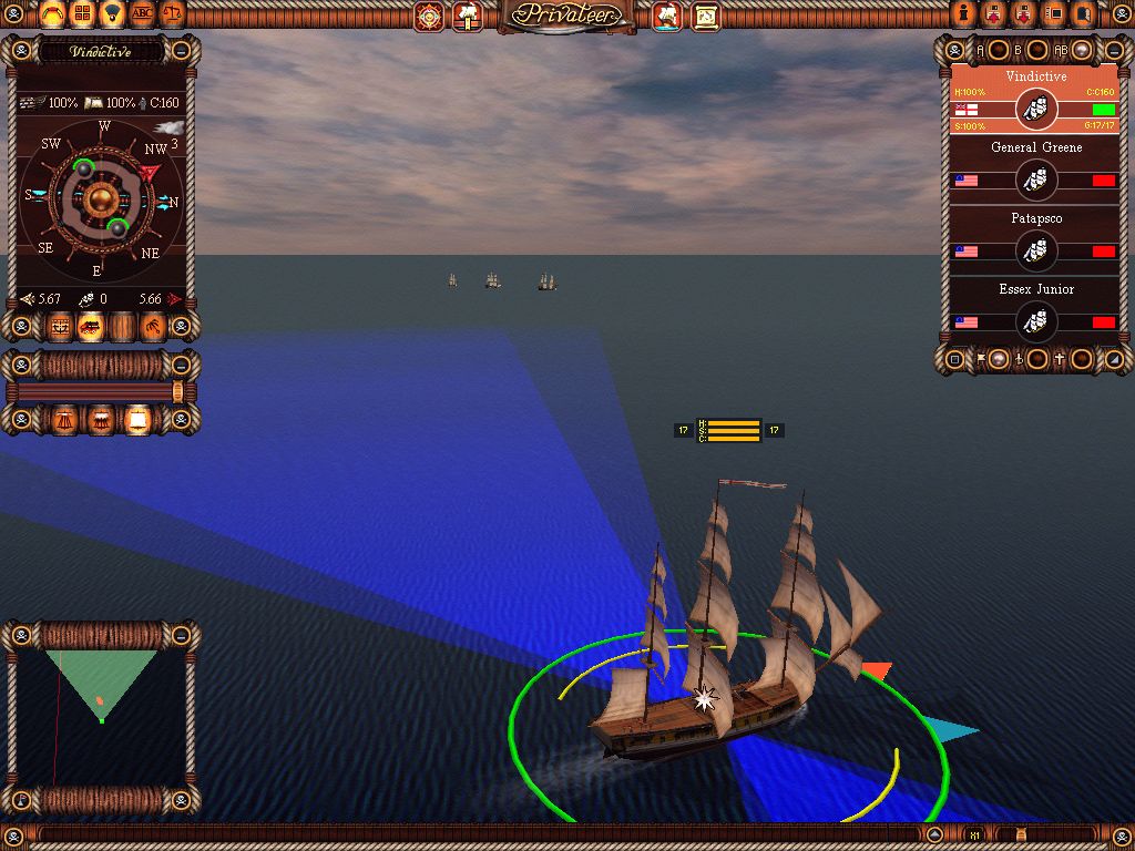 Age of Sail II: Privateer's Bounty (Windows) screenshot: Commanding a ship
