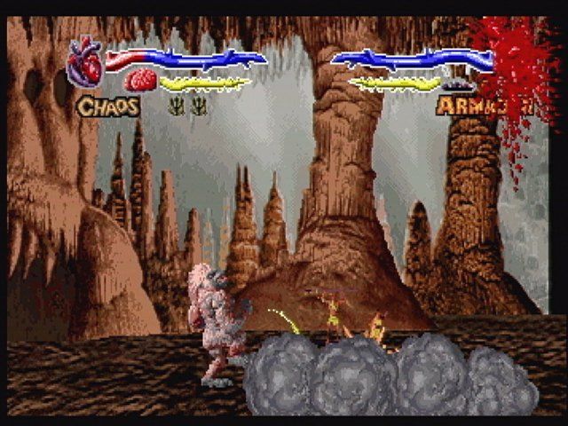 Primal Rage (Jaguar) screenshot: Chaos' "Goldon Shower"