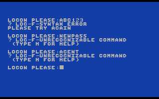 Hacker (Commodore 64) screenshot: Beginning; try to log in
