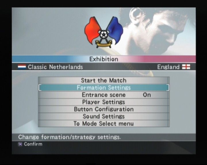 World Soccer: Winning Eleven 8 International (PlayStation 2) screenshot: Main menu prior to the match